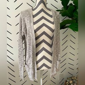 Grey and white knit sweater cardigan